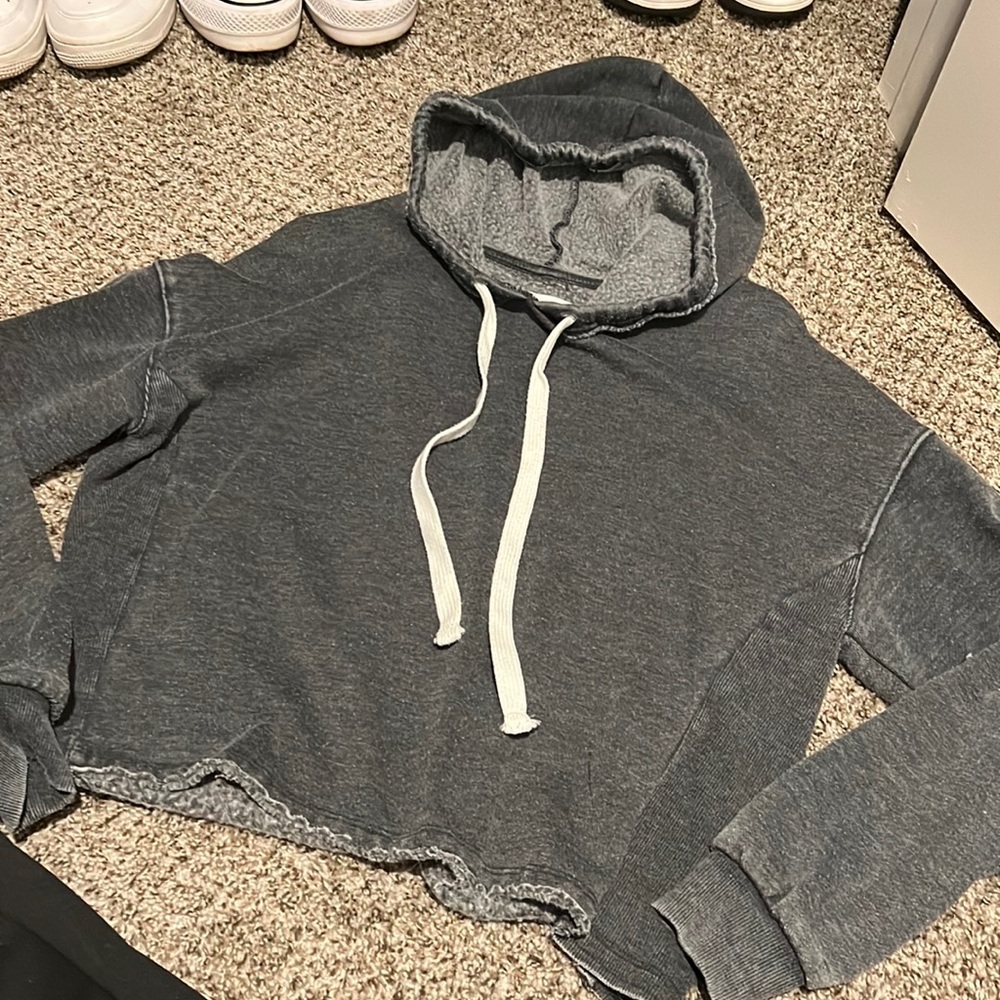 grey longer cropped hoodie